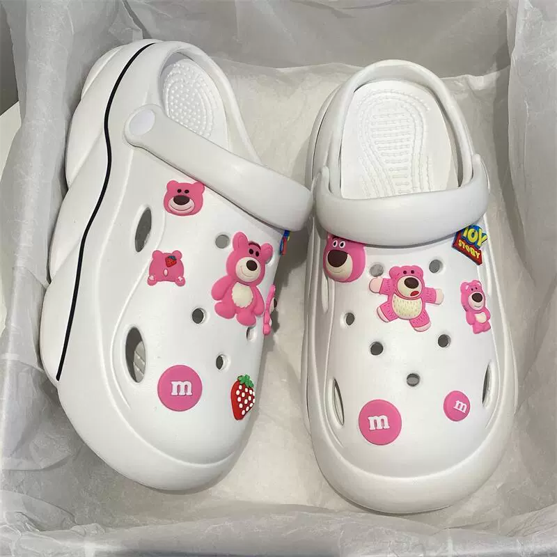Платформенные сабо в стиле Crocs, съёмные мультяшные украшения, ультра‑мягкие, противоскользящие, с подъёмом (жен.)