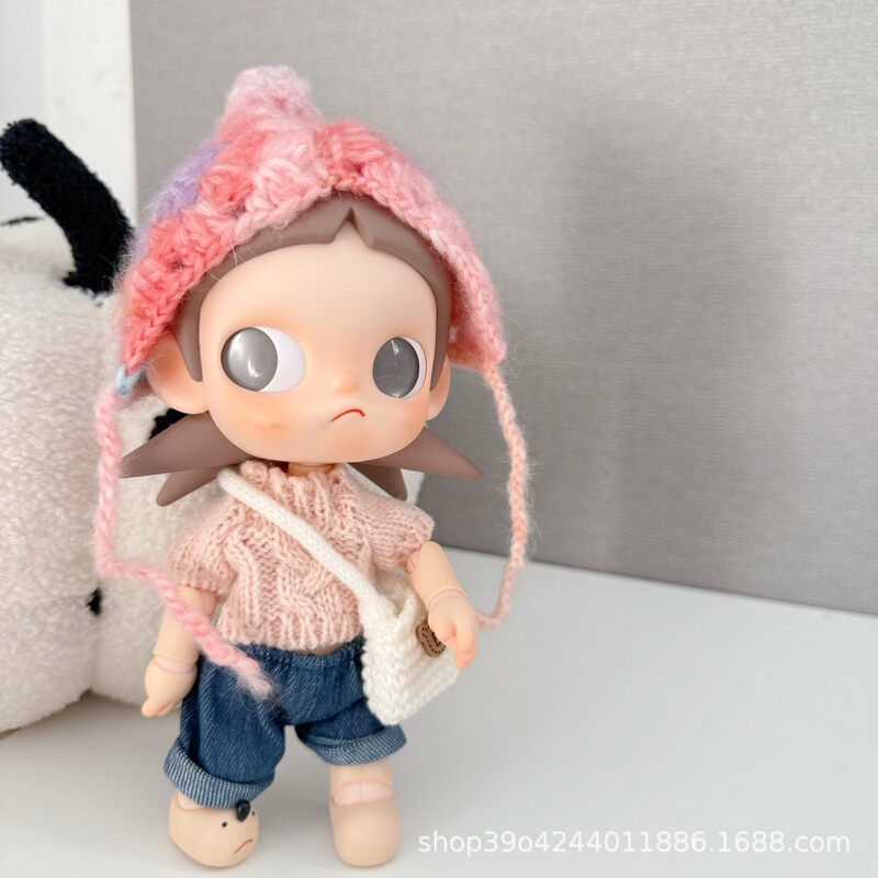 Clothes Only] 20cm Sister Gazi's Clothes Handmade Section Dyed Hat Sweater Suit Zsiga Movable Doll Dress up New