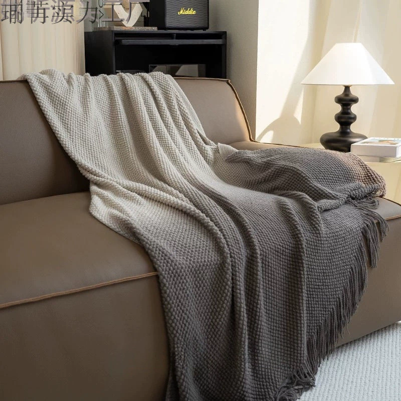 Одеяло с градиентом серого цвета, простое одеяло для дивана, одеяло для отдыха, одеяло с кондиционером, шаль для сна, одеяло для конца кровати для проживания в семье.