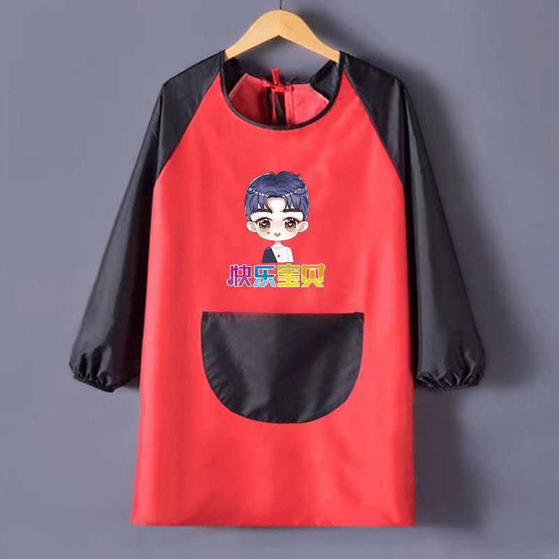 宝宝中大童画室罩衣幼儿园男女防水反穿护衣艺术学生免费印字秋冬|undefined