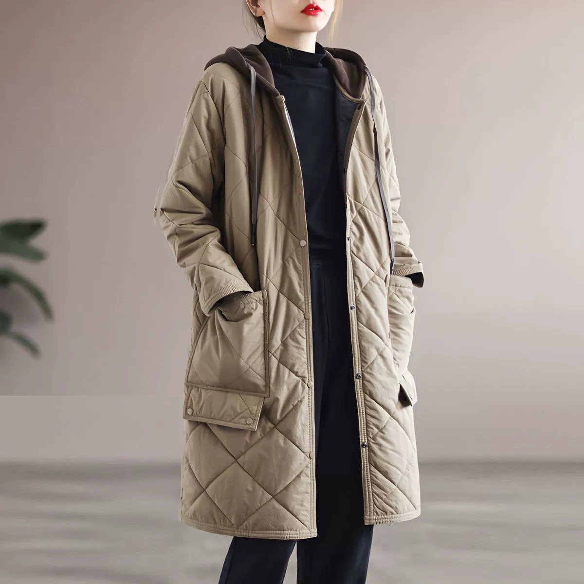 Длинное пальто, Oversize, средней длины (международная торговля)