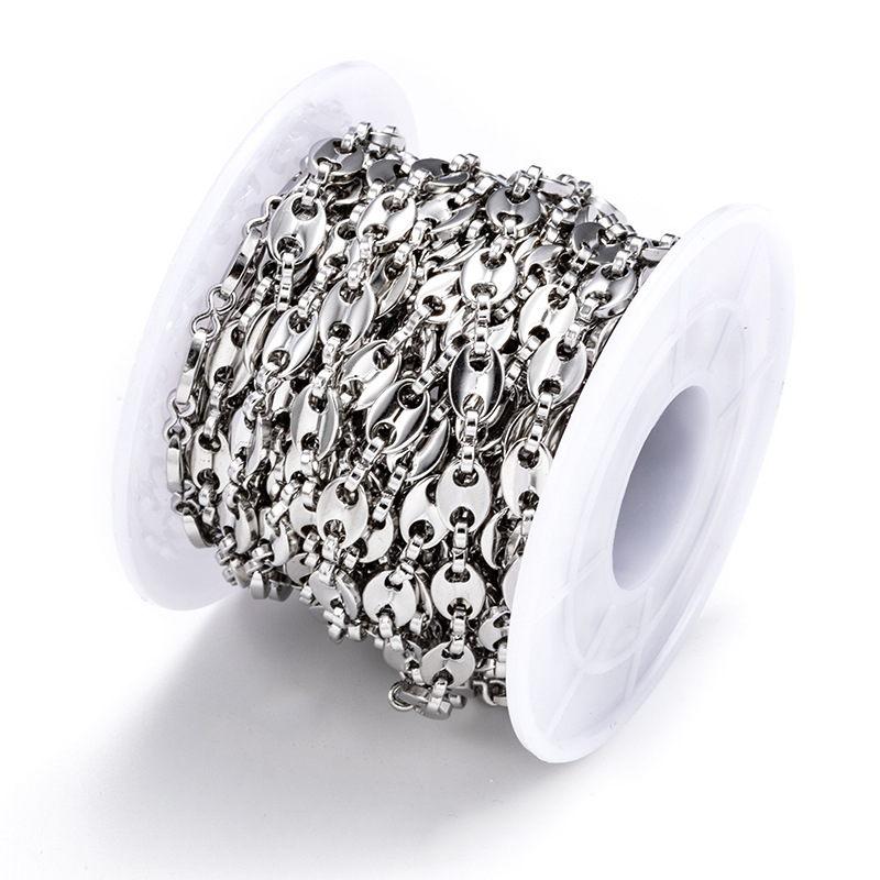 1 M Quantity 1 M 304 Stainless Steel Coffee Bean Chain 5.2mm Jewelry Accessories Chain