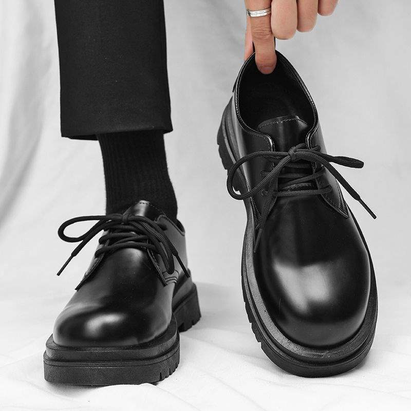 ShoeVault 2025 - Nouveau derby à semelle épaisse avec bout renforcé, style business, tendance, antidérapant, résistant à l'usure, cuir décontracté_voghion.com