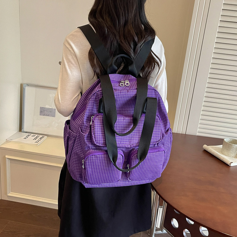 2026 nueva mochila de gran capacidad de viaje mochila de moda coreana multifuncional empalme día de nylon color contrastante
