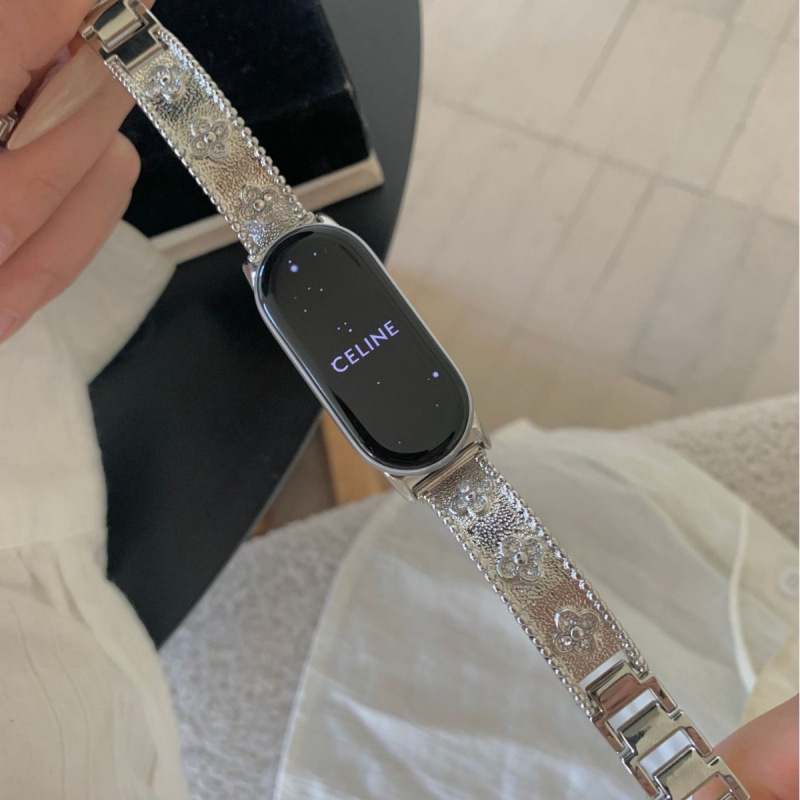 Four-Leaf Metal Diamond Bracelet Strap Suitable for Xiaomi Mi Band 8/9 Smart Women's Watch 89Pro Huawei Strap