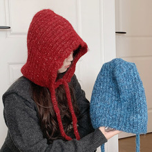 针织毛线帽子女款冬2025冬季新款护耳挡风保暖套头帽小众加厚批发