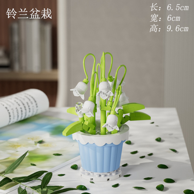 Compatible con Lego en maceta, bloque de construcción inmortal, ramo, girasol, clavel, decoración de mesa, juguetes para niñas ensamblados para niños