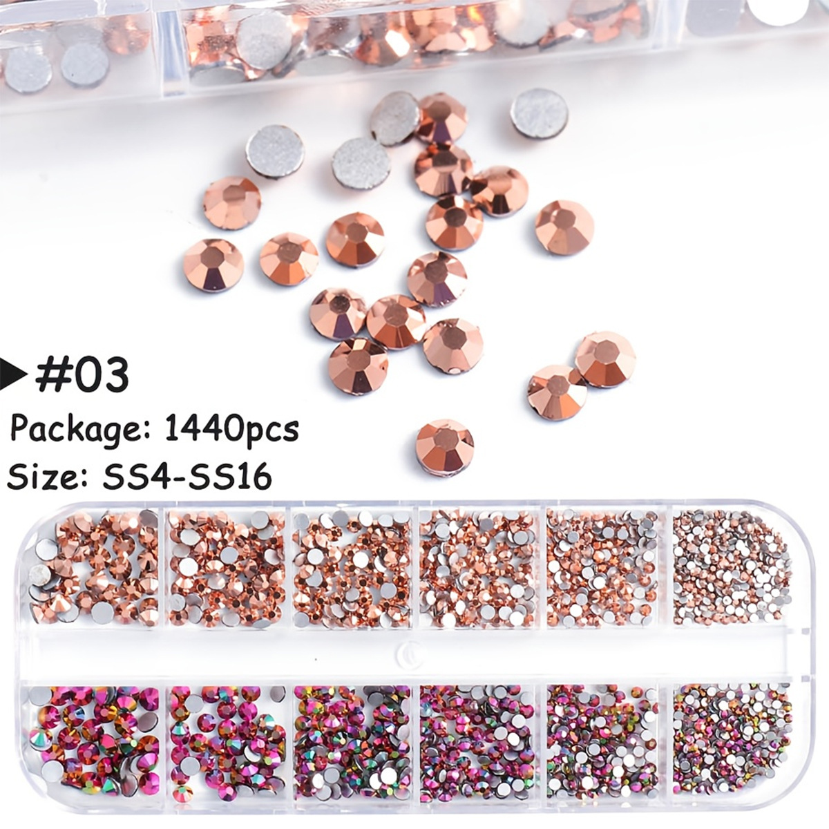 Joyas de manicura 12 ga acrílico transfronterizo conjunto explosivo AB mezcla taladro plano taladro de manicura de color al por mayor