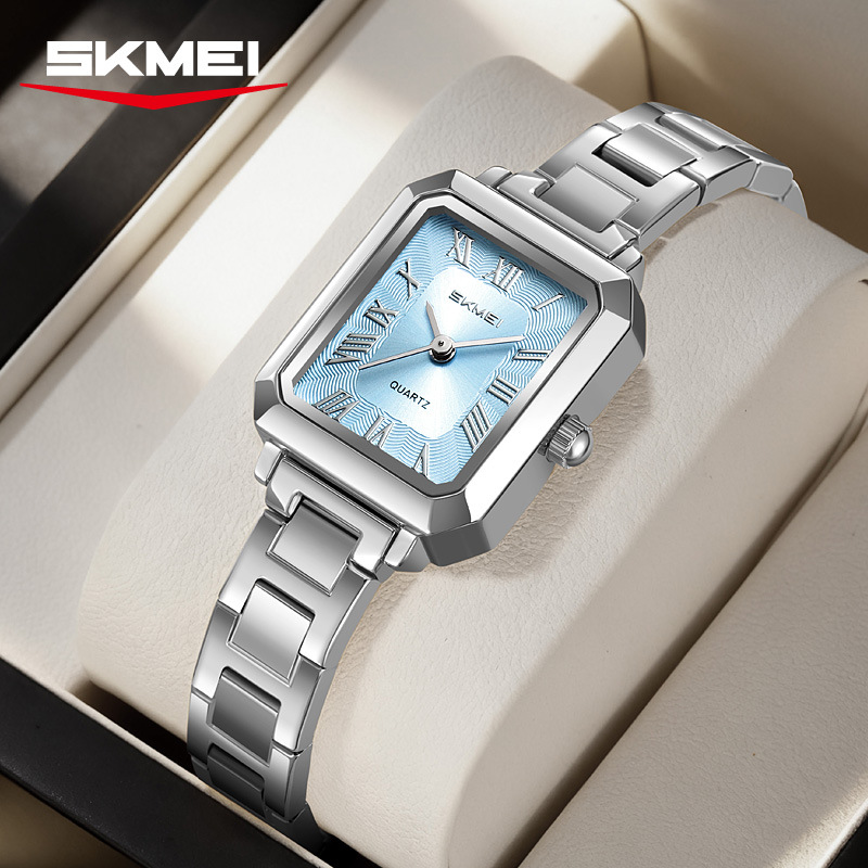 Momento de pulsera de lujo ligero reloj de mujer temperamento pequeño reloj cuadrado correa de acero impermeable relojes de cuarzo mayorista transfronterizo