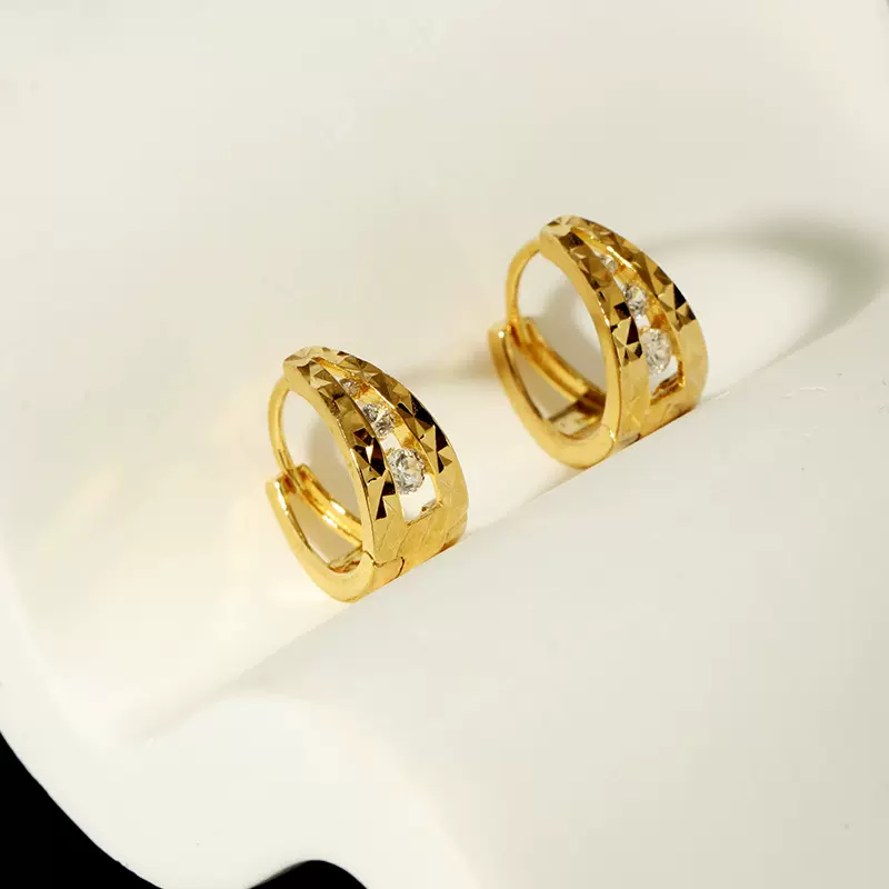 S925纯银韩版几何锆石耳环女车花切面菱形耳扣热销夏季高级感百搭