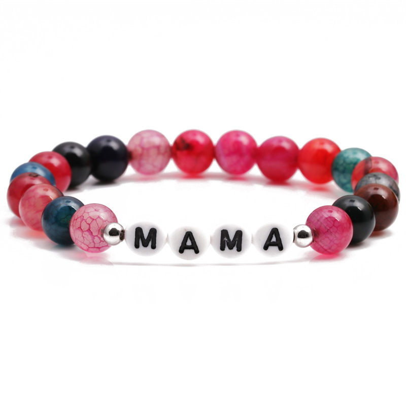 Pulsera de cuentas de ágata de fuego transfronteriza simple europea y americana MOM pulsera de cuentas pulsera del Día DE LA Madre para las mujeres