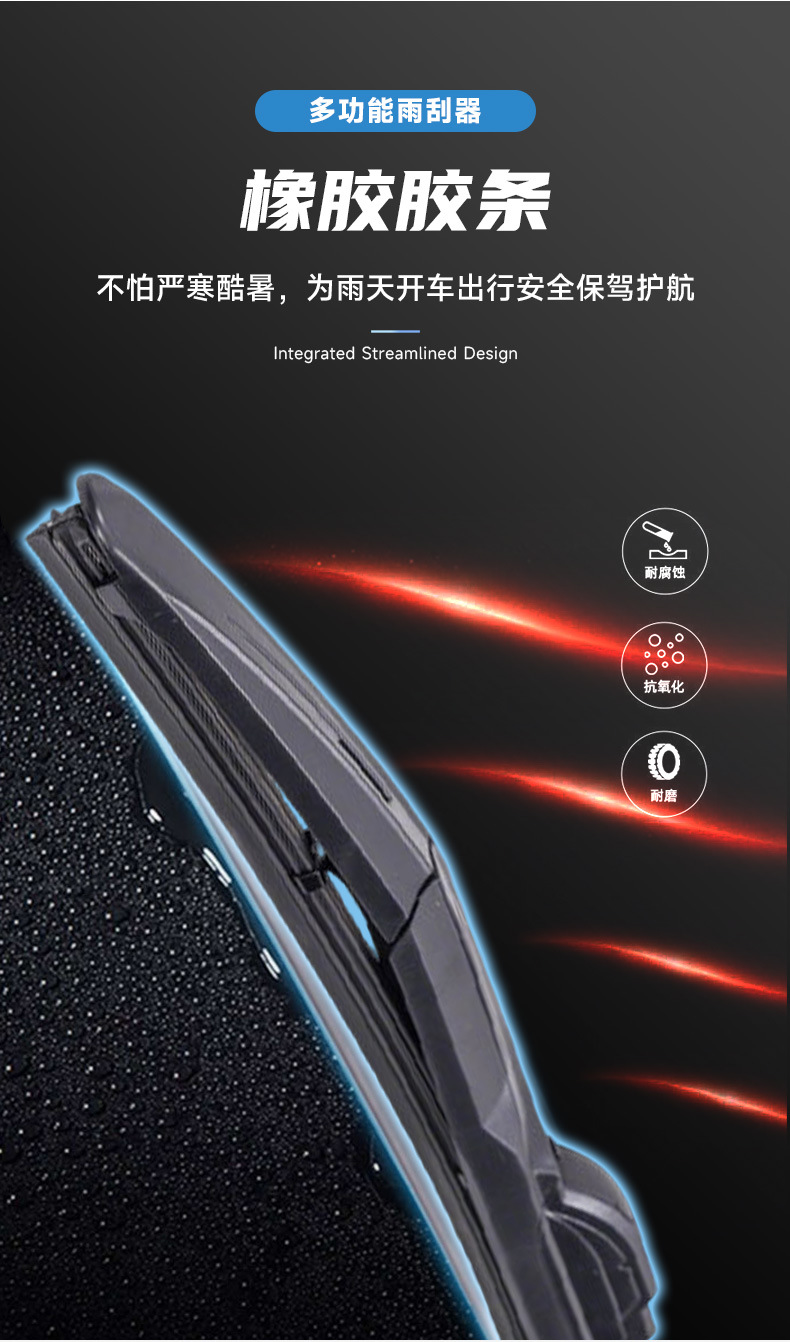 Three-Section Wiper Universal Interface Three-Section Frameless Multifunctional Wiper Silent Wiper Blade Cross-Border Manufacturer