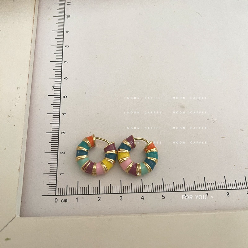 Fashion Geometric Copper Enamel Earrings 1 Pair