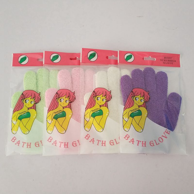 Guantes de baño de cinco dedos de nylon guantes de masaje de sauna guantes de baño de exfoliación guantes de baño