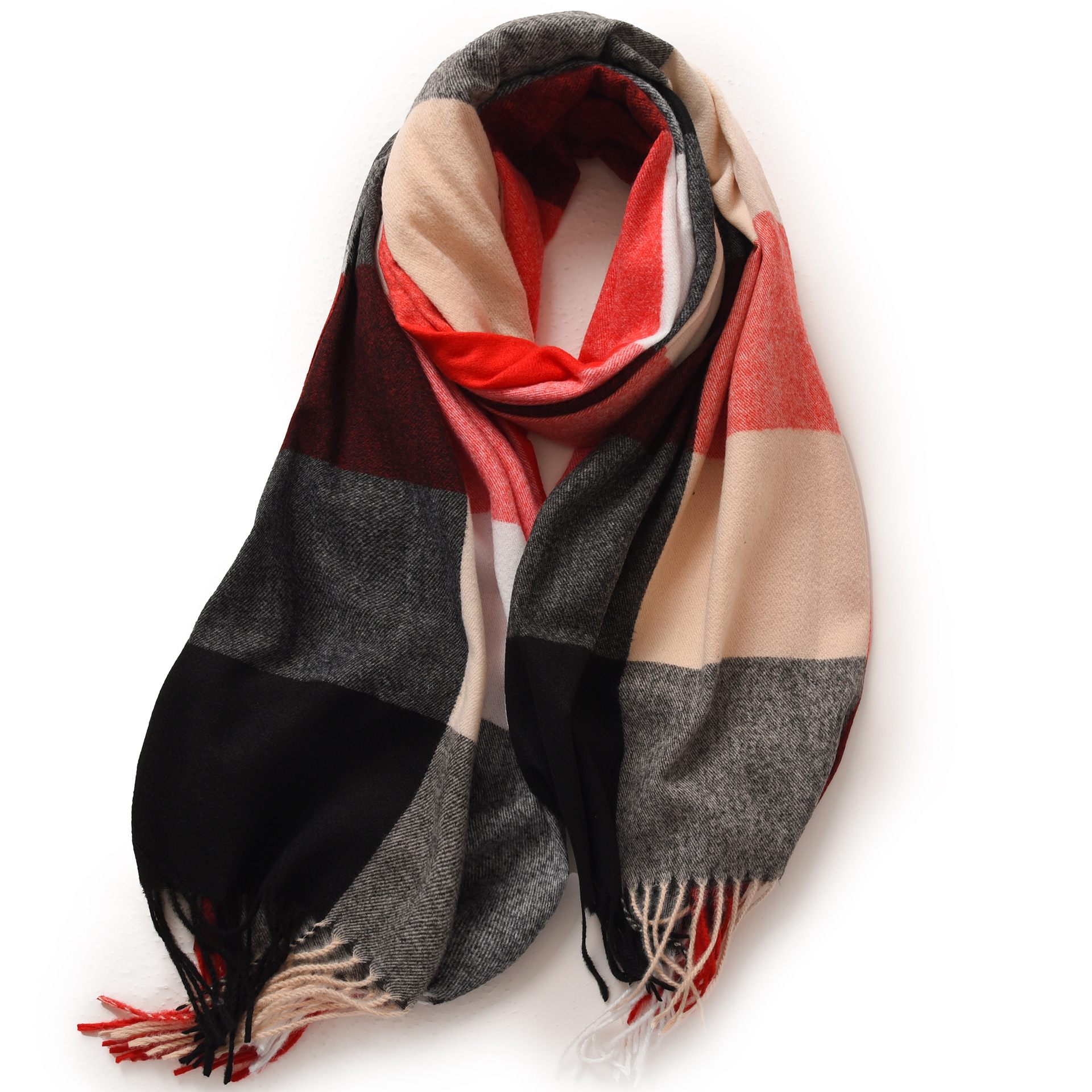 Buñuelo a cuadros para mujeres de otoño y invierno explosión de cachemira caliente buñuelo de oficina con buñuelo de alta calidad para mujeres de invierno
