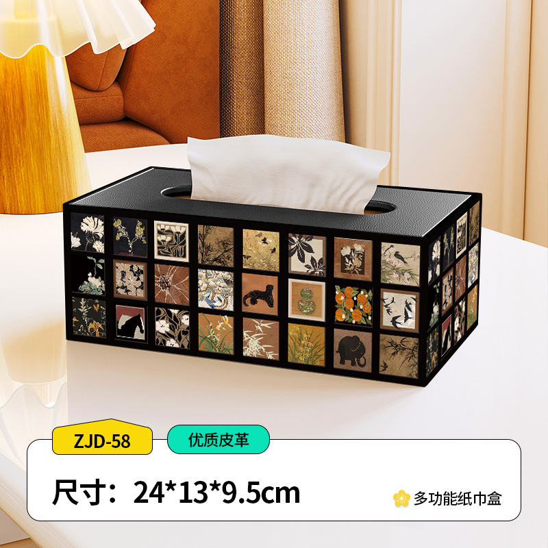 中世スタイルのティッシュボックス、ホームリビングルーム、コーヒーテーブル、レストラン、ライトラグジュアリー、ハイエンドのベッドルーム、多機能デスクトップストレージティッシュボックス|undefined