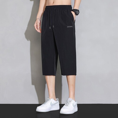 Source manufacturer casual men's wear mid-length pants for men's quick-drying sports summer ice silk thin fashion brand loose breathable