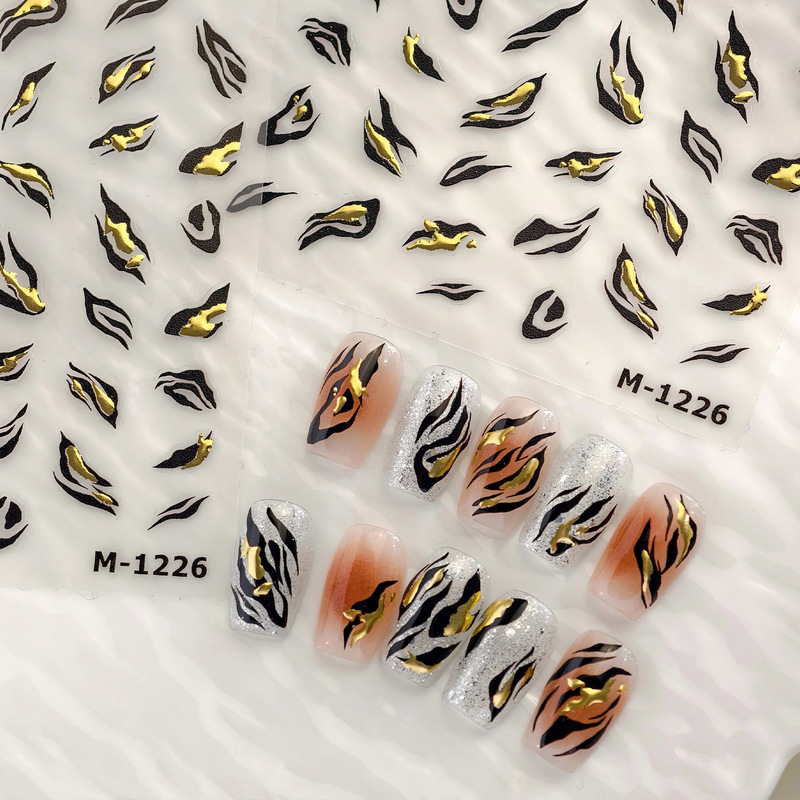 铁素日系网红同款豹纹甲贴M-1226烫金简约显气质薄韧爆款美甲贴纸|undefined