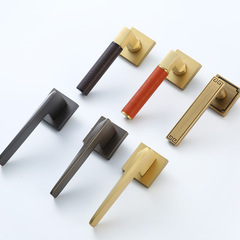 Brass lock retro door lock silent magnetic suction European door lock double door handle mechanical handle lock