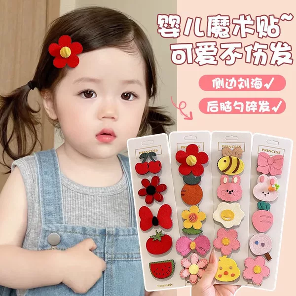 Cute and Versatile Cartoon Magic Stickers for Autumn and Winter That Don'T Damage Hair, Korean-Style High-End Hair Clips, Children's Versatile Hair Accessories