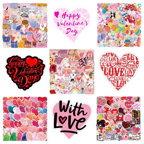 50 Valentine's Day graffiti stickers for mobile phones, computers, wall cabinets, waterproof decorative stickers, creative stationery stickers
