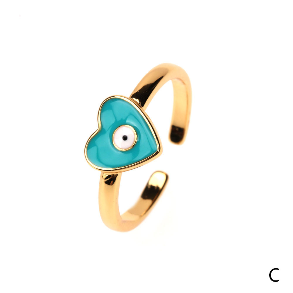 Adorno Ojo Del Diablo Cobre Gota Aceite Anillo De Las Mujeres Cruzado Nueva Llegada Europea Y Americana Internet Caliente Amor Corazón Hipster Moda display picture 5