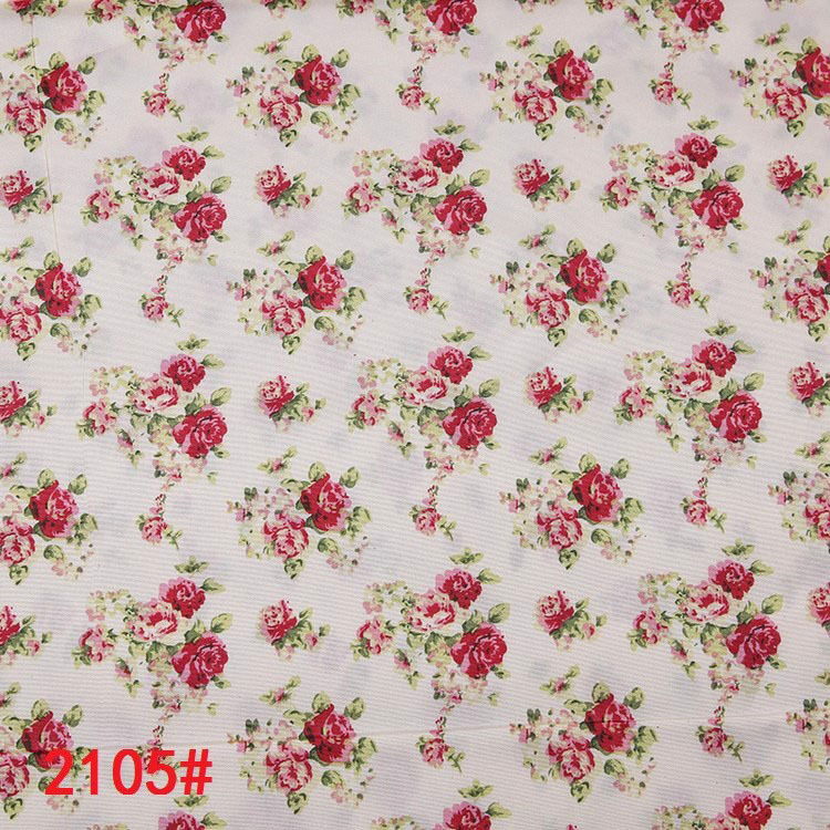 义乌厂家批发红色小玫瑰花印花玩具家居家纺布艺米黄底布涤纶面料