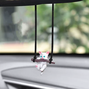 Internet Celebrity Swing Cat Car Pendant Wholesale Car Interior Decoration Car Interior Accessories Rearview Mirror Pendant Pendant Lanyard