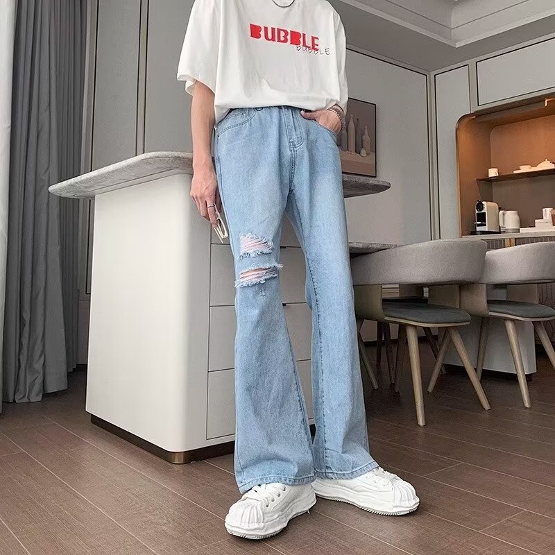 boy European And American High Street Ripped Jeans For Men, Autumn Thin Design Sense Niche Pants, Loose Ins Trend Brand_viptrois.com