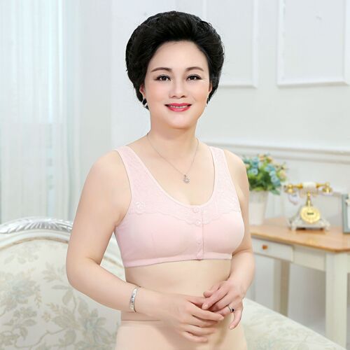 Front-closure lace bra for middle-aged and elderly women without underwire, sleep nursing sports bra, wholesale