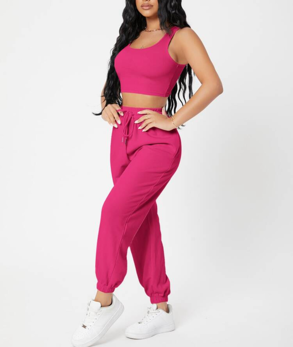 490g Weight Sleeveless Sleeve Length Polyester Fabric Type Pants Sets Sets Type 2 Pieces Set Quantity Casual, Daily Occasion Round Neck Neckline Breathable Function Skinny Fit Type Solid Color Pattern Summer Season Women's Gender Streetwear, Sport Style Style Women's Streetwear Sport Style Solid Color Polyester Round Neck Tracksuit 无
