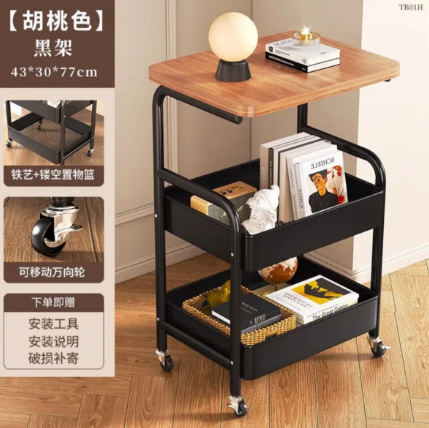 中式小推车置物架厨房落地多层客厅零食架子移动浴室卫生间储物架