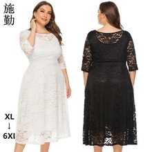 Size 46 56 非洲大码女装蕾丝连衣裙Plus size Lace Dress SQ0134