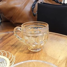 下午茶杯高颜值欧式复古琥珀大肚子玻璃杯拿铁咖啡杯带把加厚水杯