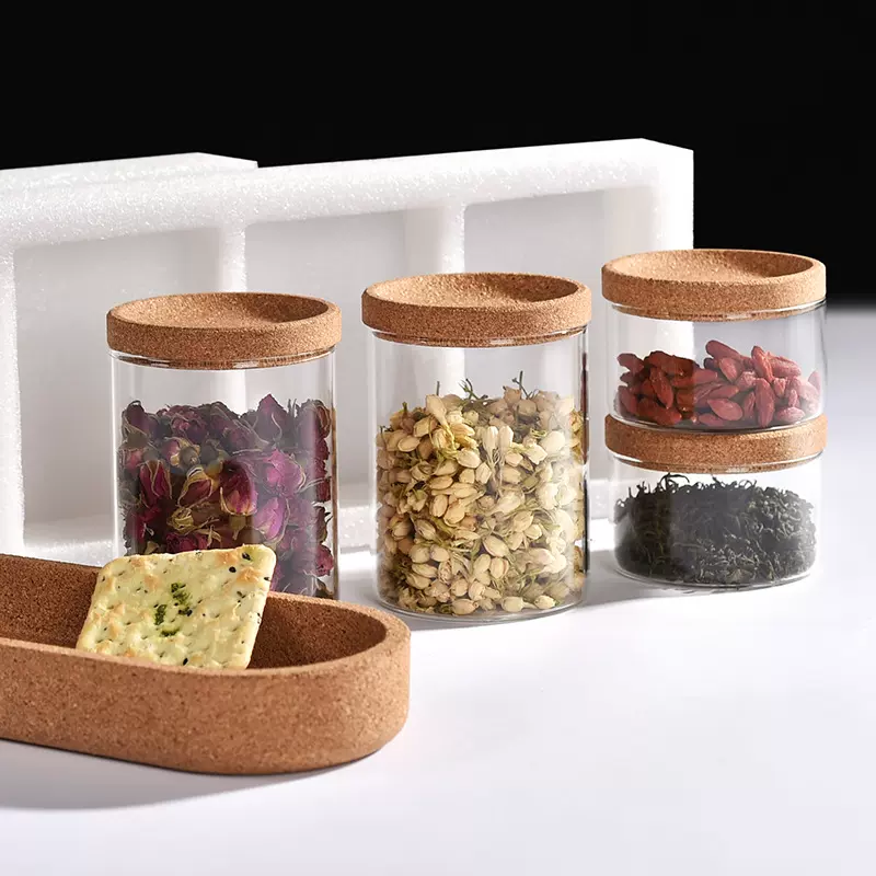 定制调料玻璃罐透明储存收纳罐软木塞盖香料收纳储物小玻璃密封罐