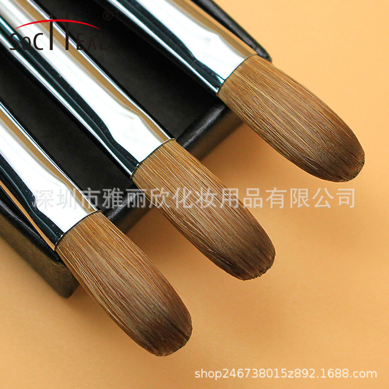 Gradiente de metal varilla boca plana pelo de visón cepillo de uñas de cristal polvo nail art Crystal pen ventas directas de la fábrica