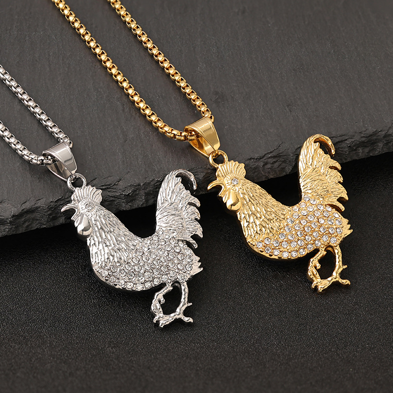 Pendant, Chain Jewelry Making Type 1 Piece Titanium Steel Rhinestones Animal Pendant Chain