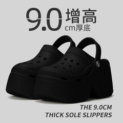 高くなった穴の靴の女性のタイプの夏の外はファッションの厚い底の9cmのハイヒールのビスケットの底の滑り止めのビーチの涼しい女性を着ます。