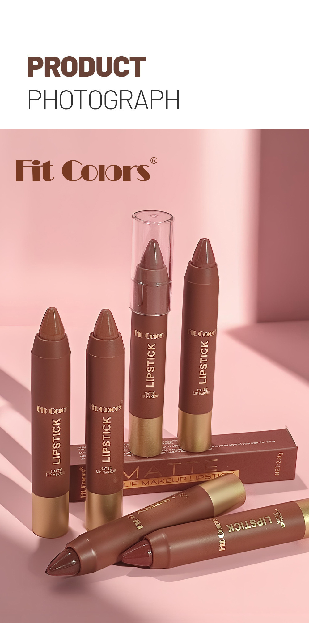 Sett med 6 matte sjokolade-leppestifter med lipliner_voghion.com
