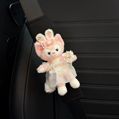 anti-chafing for car interiors, a | Seat belt shoulder pad - sweet-faceflower-fairy-belle-black-shoulder-pads