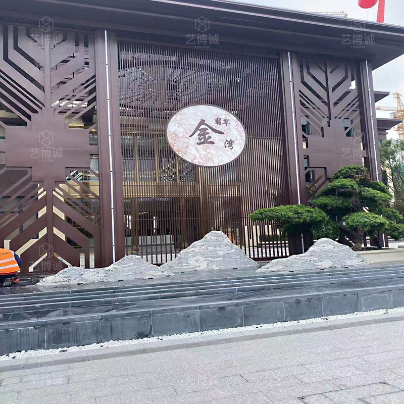 酒店门口景观钢结构不锈钢廊架定制售楼部营销中心大门金属雨棚房