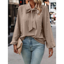 R 28073 Tie Beaded Solid Shirt ϵ�����鴿ɫ�����羳��ó