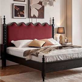 美式复古床实木双人床1.5米1.8米主卧法式乡村高端家具实木北欧床