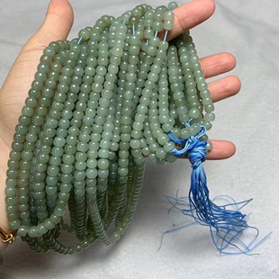 Hotan jade Qinghai material and the end of the blue old beads 6x 7m beads 108 material fine moist without cotton crack factory wholesale