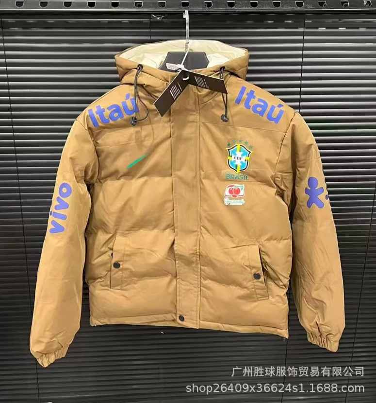 Chaqueta Térmica de Fútbol con Capucha de Algodón y Poliéster, Acolchada, para Deportes y Entrenamiento
