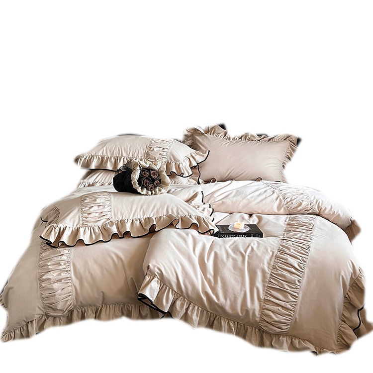 Maple Syrup Latte Brushed Cotton Bedding Set For Autumn Winter_voghion.com