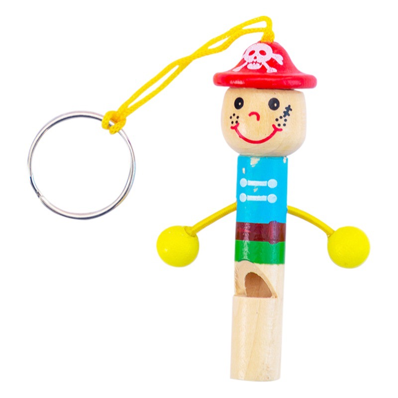 Cartoon Wooden Little Pirate Whistle Toy Children Blowing Musical Instrument Baby Small Whistle Kindergarten Prize Small Gift