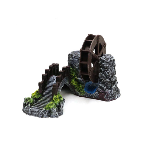 Fish tank water wheel with rotating windmill water wheel oxygen pump for landscape, decorative rockery stones, ornaments, adding oxygen bubbles