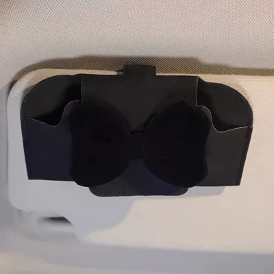 Glasses Clip, Car Sun Visor | Car Glasses Clip/Bill Clip - black-bow-black-glasses-case