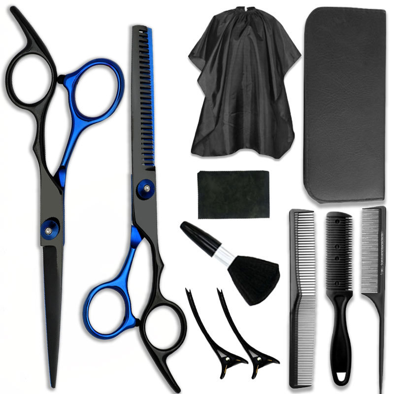 Juego de tijeras de peluquería de acero inoxidable para peluqueros, tijeras planas para adelgazar, tijeras de peluquería domésticas, tijeras de peluquería afiladas